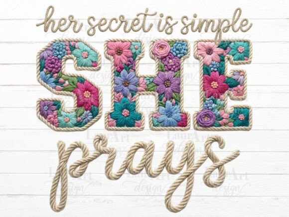 Review: SHE Prays Faux Embroidery Christian Text
