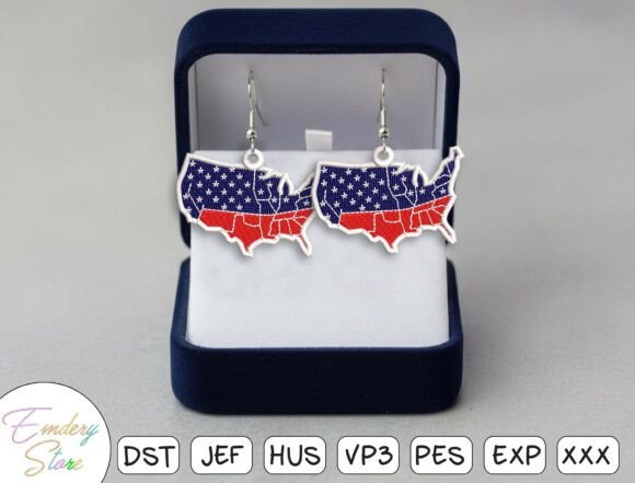 Review: USA Map Flag Earrings Embroidery Design