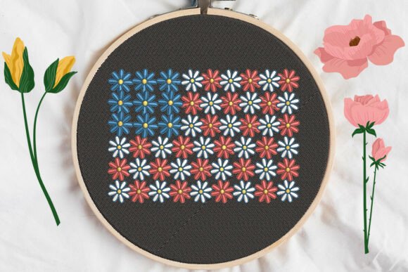 Reviewing the Floral USA Flag Embroidery Design
