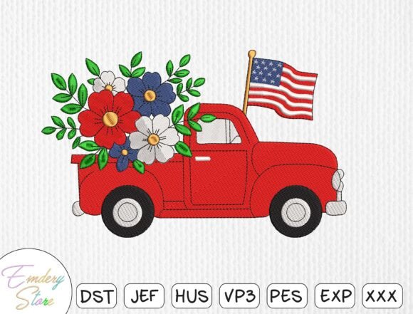 Reviewing the Patriotic Red Truck Embroidery Design